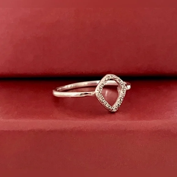 Monica Vinader Riva Mini Kite Diamond Ring Sterling Silver Size 7.5 - Picture 2 of 5